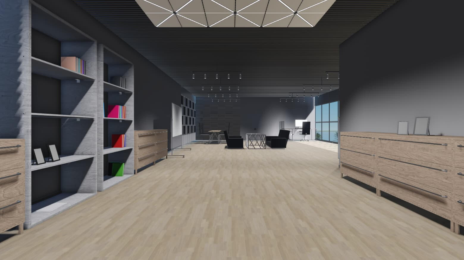 The entrance view of the room.