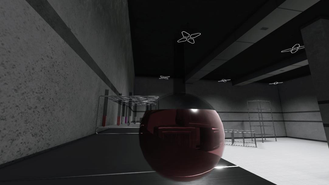 A cool side view with chemicals in the flask